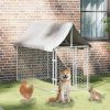 Dog Kennel Silver Galvanized steel, Polyethylene