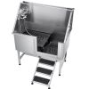 50 Inch Dog Grooming Bath Tub Stainless Steel w Stairs Water Filter