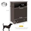 PawHut Pet Feeder Station Storage Cabinet, Dog Food Storage Container with Dog Raised Bowls, Watering Supplies, Gray