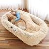Human Dog Bed, Large Size Fits You and Pets, Washable Faux Fur Dog Bed for People Doze Off, Napping Orthopedic Dog Bed, Present Plump Pillow, Blanket
