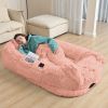 Human Dog Bed, Large Size Fits You and Pets, Washable Faux Fur Dog Bed for People Doze Off, Napping Orthopedic Dog Bed, Present Plump Pillow, Blanket